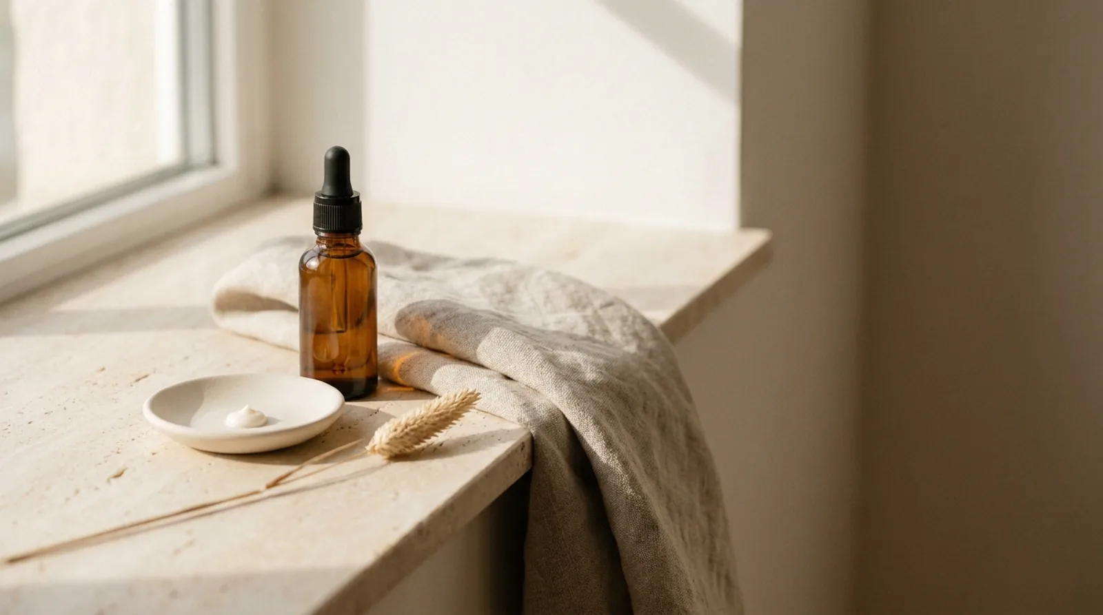 Lennox Beauty products on a warm neutral set